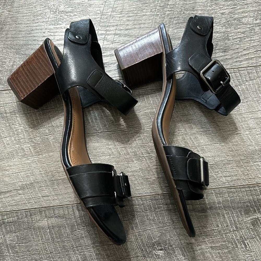Clarks Black Leather Block Heels - Picture 6 of 9
